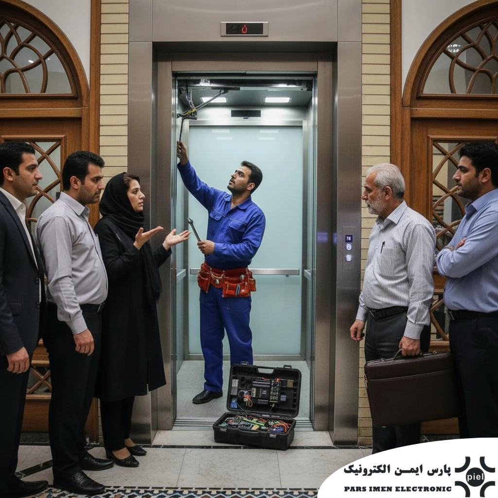 رفع علت بسته نشدن درب لولایی آسانسور